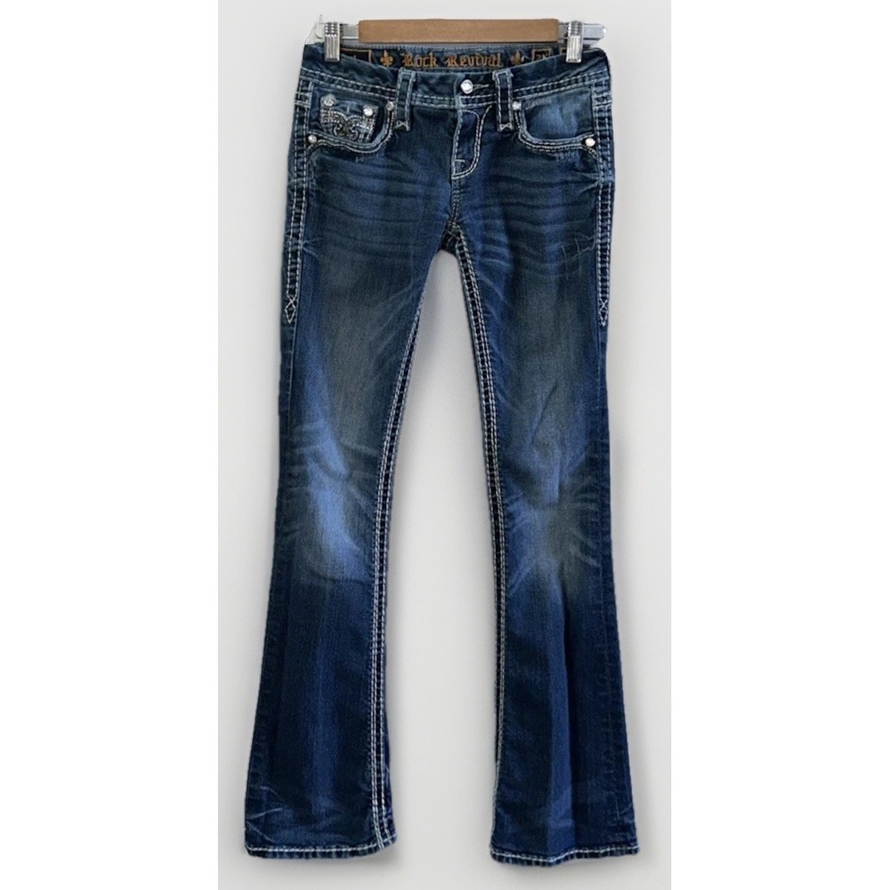 Women's Rock Revival Luiza Boot Jeans Size 25 Y2K Low Rise Stretch